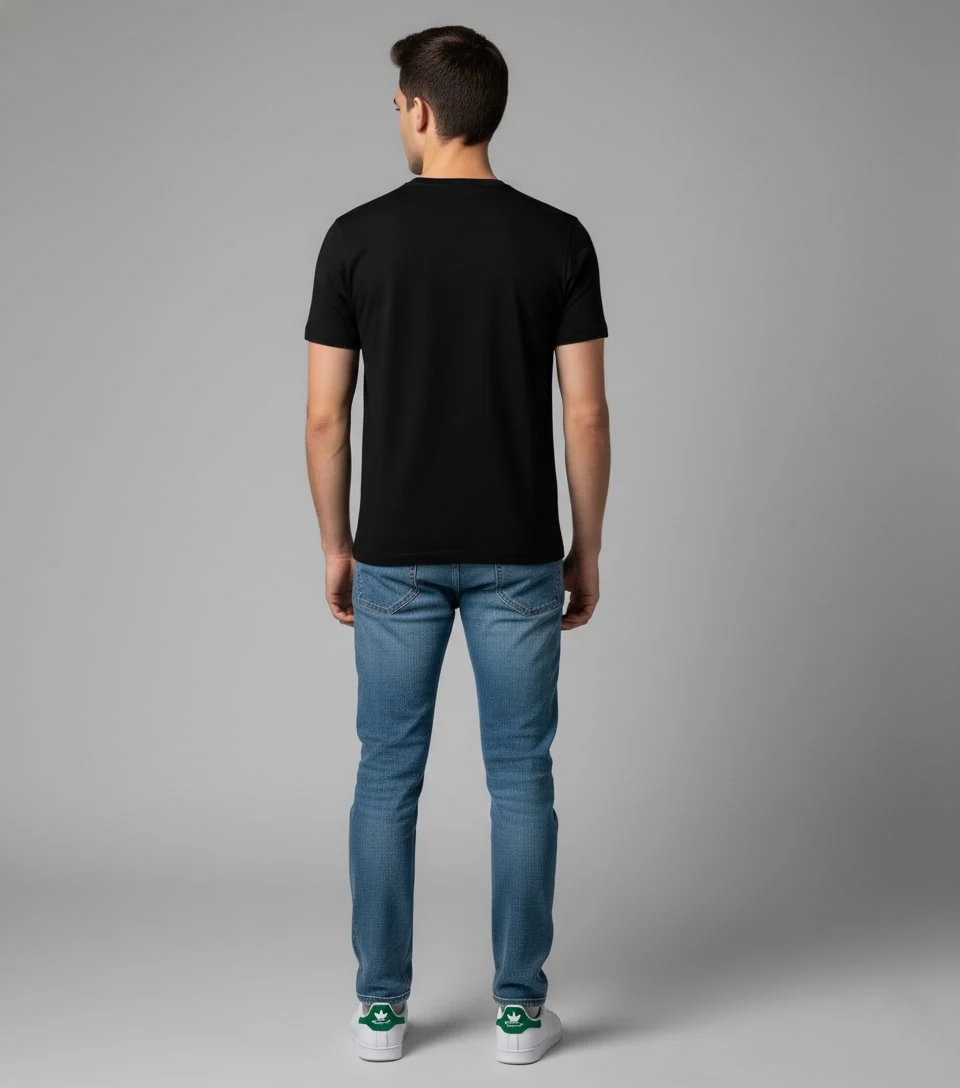 Men Printed Black Cotton Tshirt - Image 8