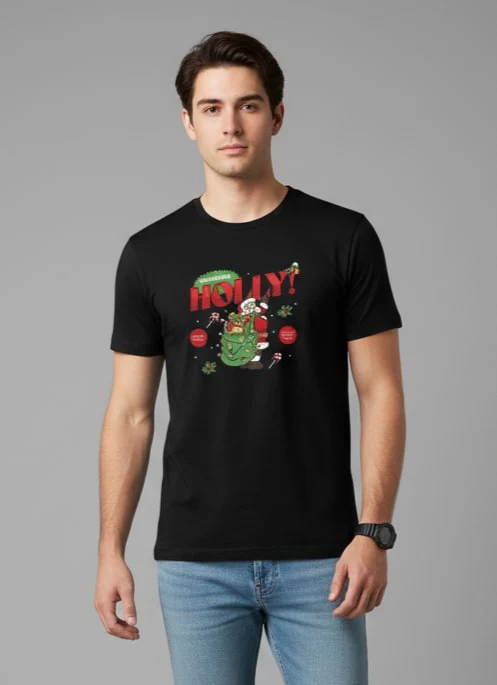 Men Printed Black Cotton Tshirt - Image 8