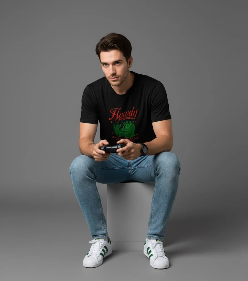 Men Printed Black Cotton Tshirt - Image 5