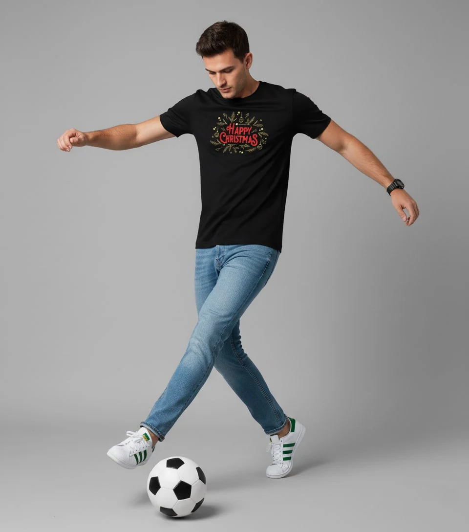 Men Printed Black Cotton Tshirt - Image 4