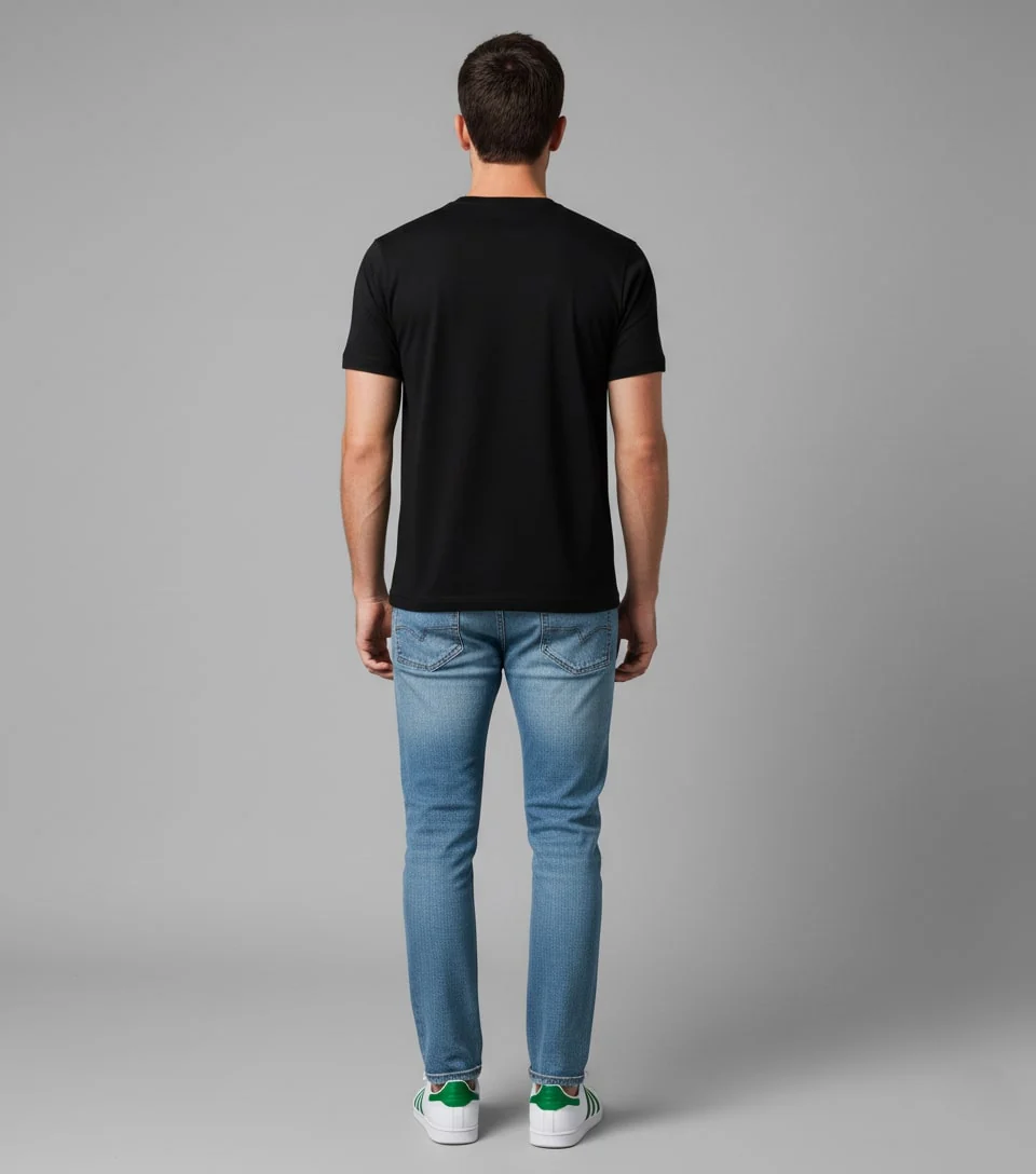 Men Printed Black Cotton Tshirt - Image 5