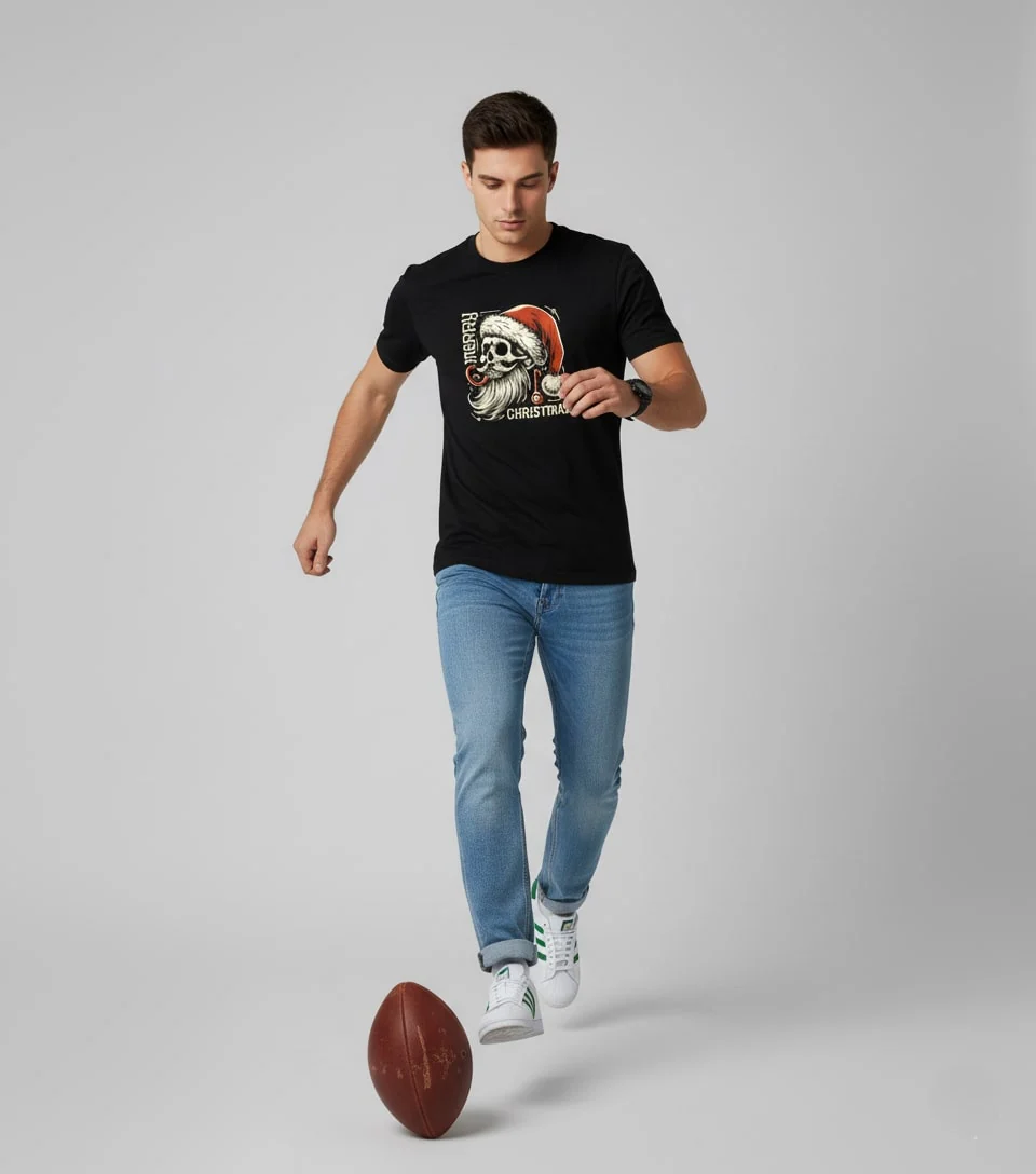 Men Printed Black Cotton Tshirt - Image 3
