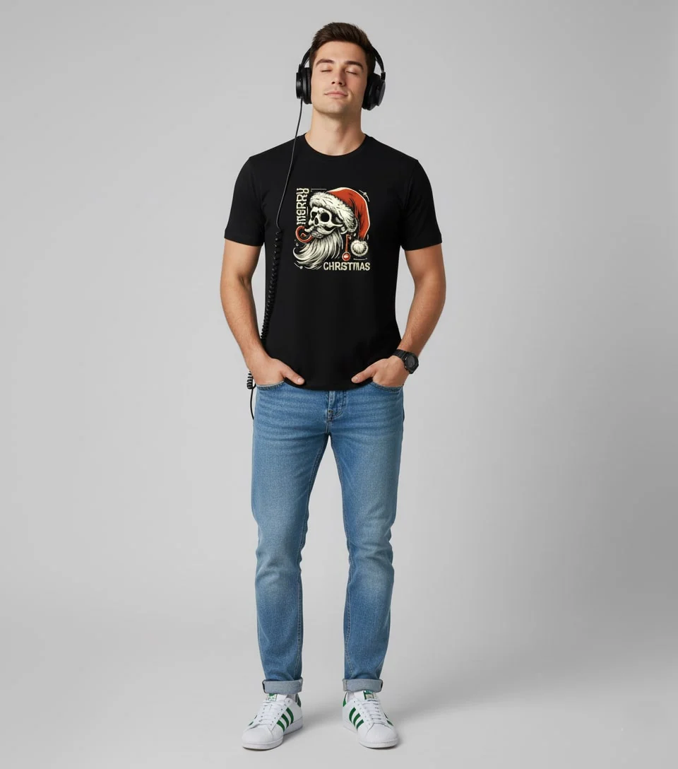 Men Printed Black Cotton Tshirt - Image 4