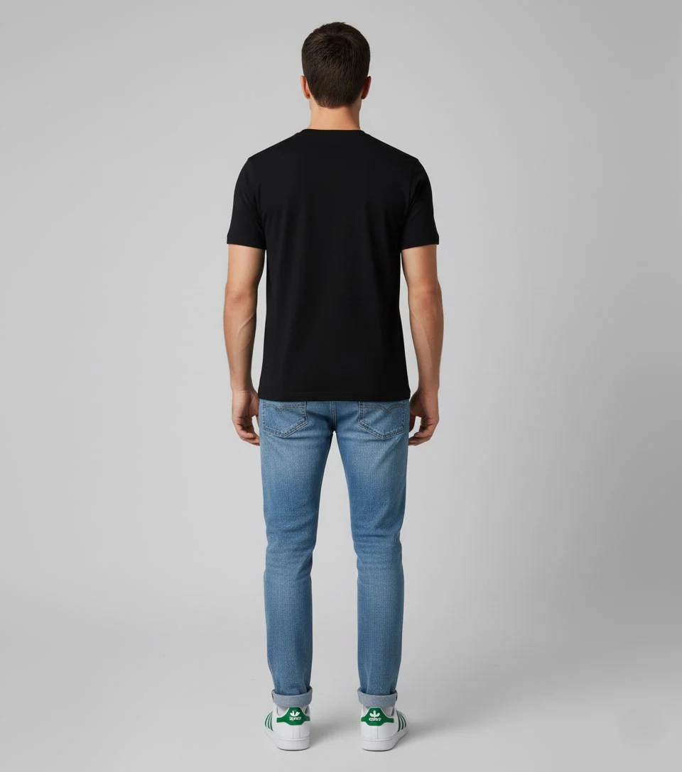 Men Printed Black Cotton Tshirt - Image 5
