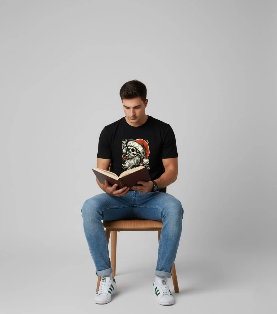 Men Printed Black Cotton Tshirt - Image 6