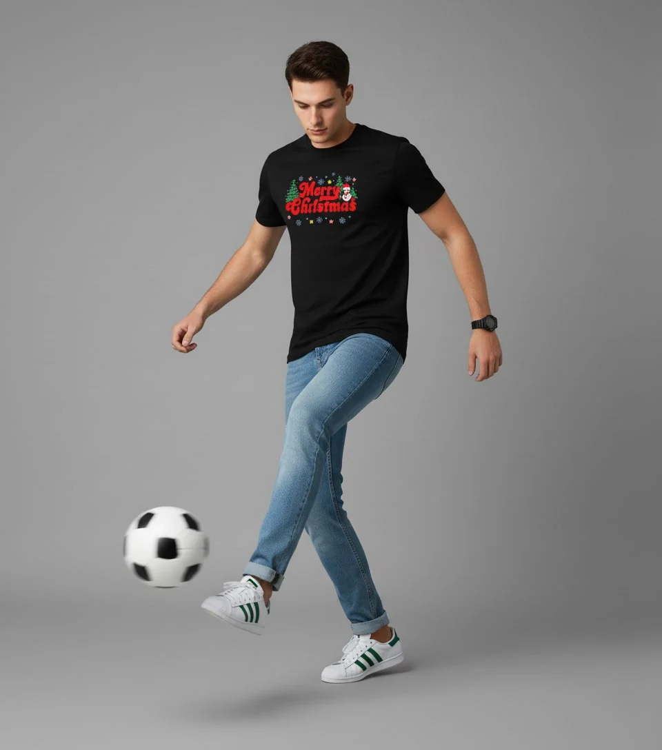 Men Printed Black Cotton Tshirt - Image 4