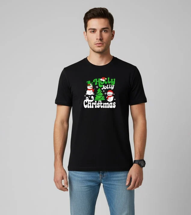 Men Printed Black Cotton Tshirt - Image 6