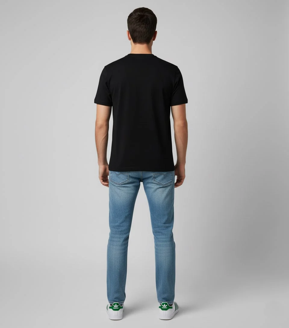 Men Printed Black Cotton Tshirt - Image 7