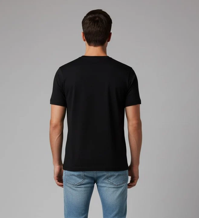 Men Printed Black Cotton Tshirt - Image 5