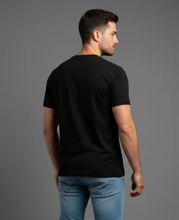 Men Printed Black Cotton Tshirt - Image 7