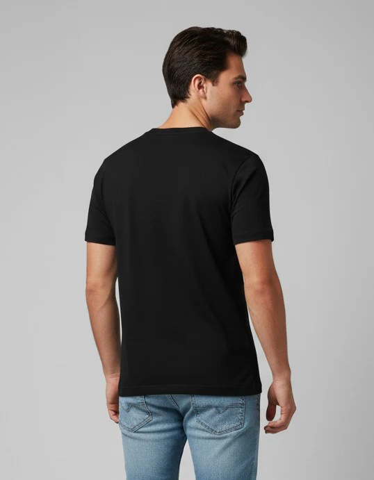 Men Printed Black Cotton Tshirt - Image 6