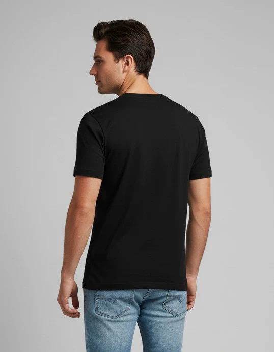 Men Printed Black Cotton Tshirt - Image 5