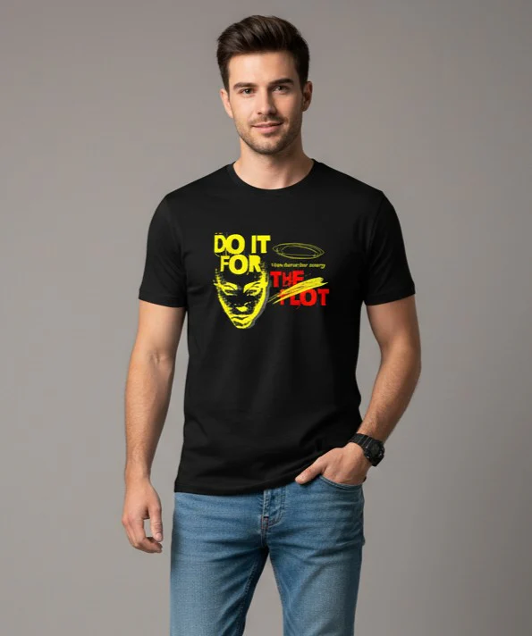 Men Printed Black Cotton Tshirt - Image 6