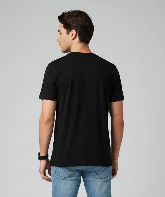 Men Printed Black Cotton Tshirt - Image 2