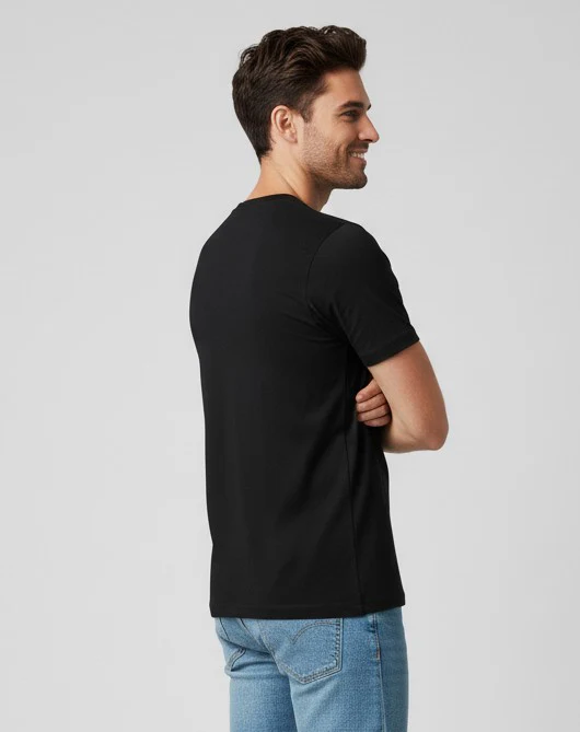 Men Printed Black Cotton Tshirt - Image 3