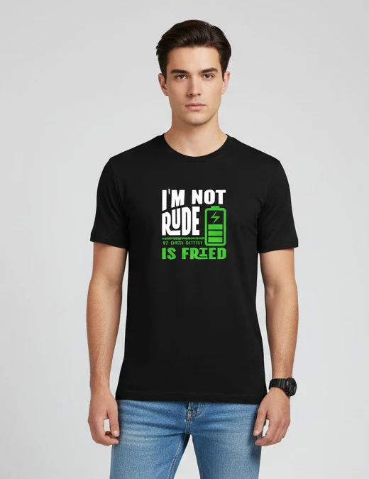 Men Printed Black Cotton Tshirt - Image 7