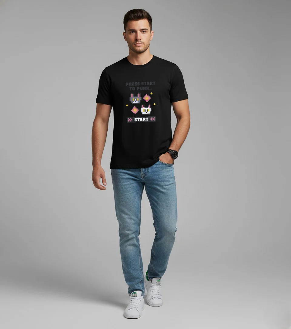 Men Printed Black Cotton Tshirt - Image 2