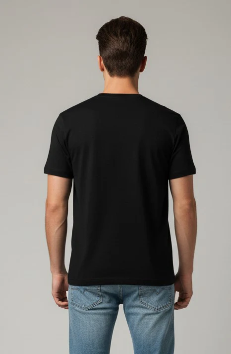 Men Printed Black Cotton Tshirt - Image 5