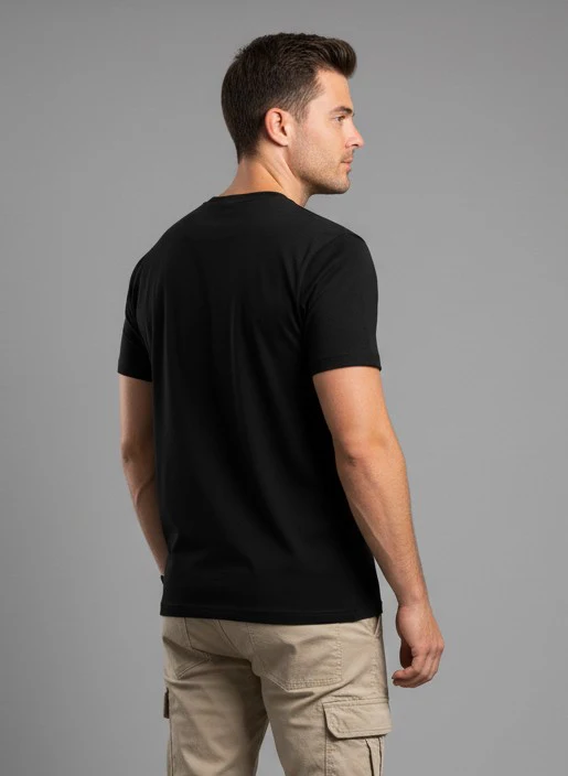 Men Printed Black Cotton Tshirt - Image 5