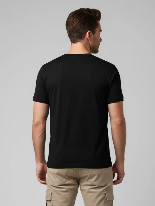 Men Printed Black Cotton Tshirt - Image 4