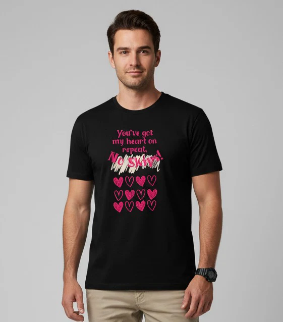 Men Printed Black Cotton Tshirt - Image 3