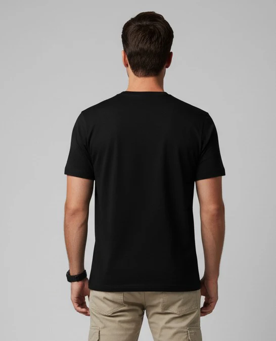 Men Printed Black Cotton Tshirt - Image 5