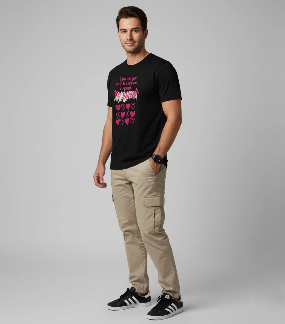 Men Printed Black Cotton Tshirt - Image 6