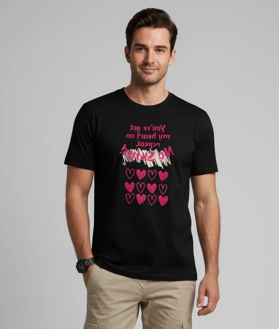 Men Printed Black Cotton Tshirt - Image 7