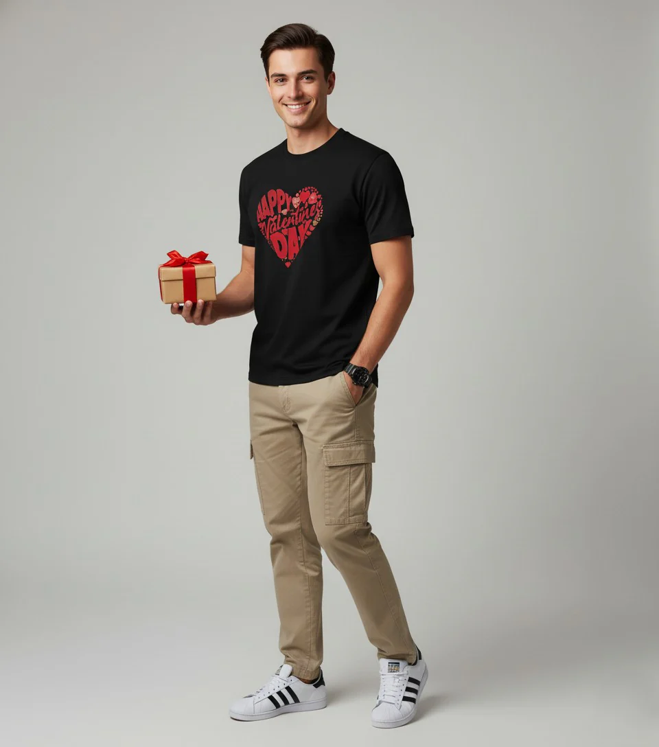 Men Printed Black Cotton Tshirt - Image 3