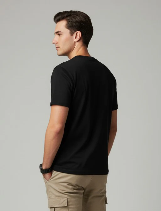 Men Printed Black Cotton Tshirt - Image 5