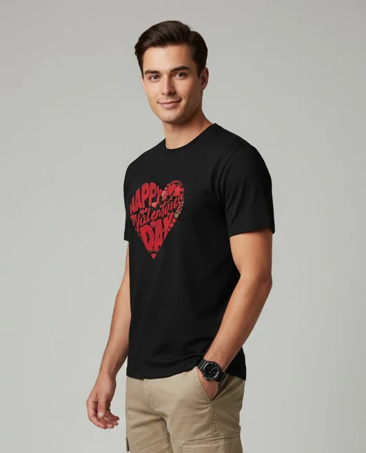Men Printed Black Cotton Tshirt - Image 6
