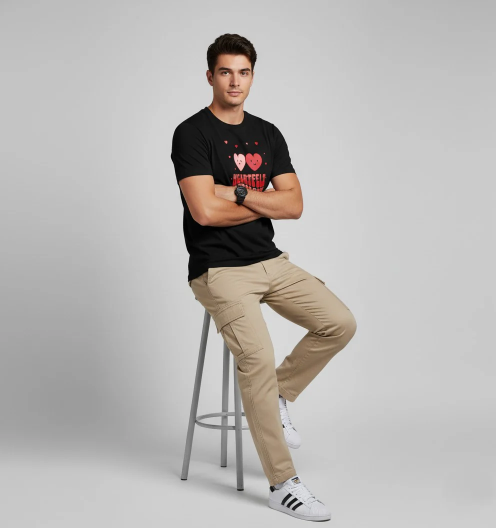 Men Printed Black Cotton Tshirt - Image 4