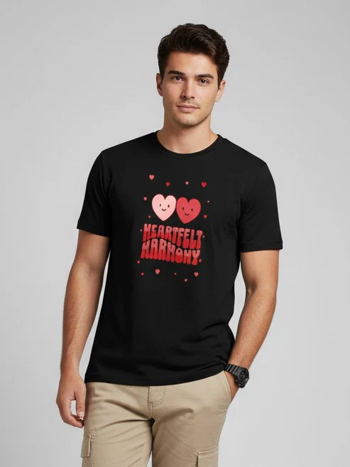 Men Printed Black Cotton Tshirt - Image 6