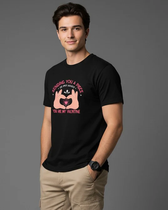 Men Printed Black Cotton Tshirt - Image 2