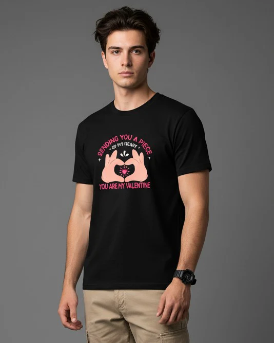 Men Printed Black Cotton Tshirt - Image 4
