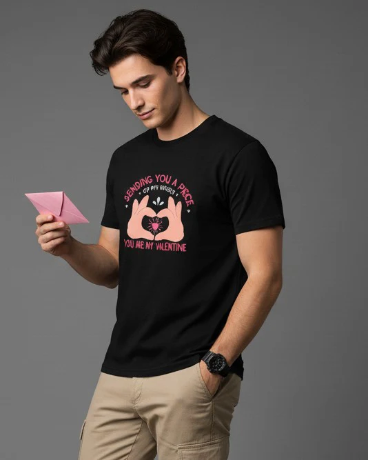 Men Printed Black Cotton Tshirt - Image 6