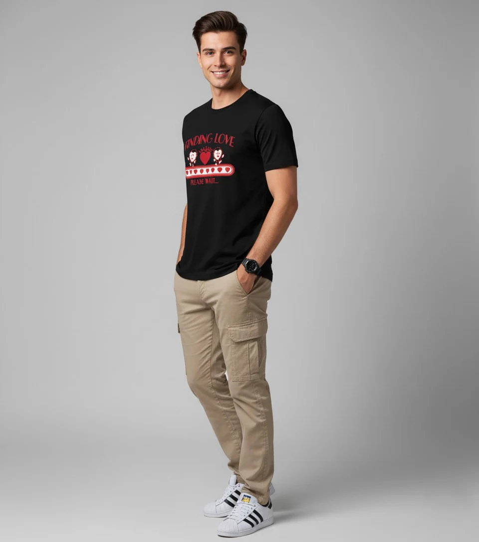 Men Printed Black Cotton Tshirt - Image 4