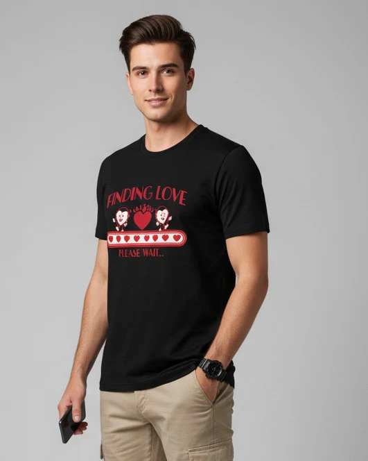 Men Printed Black Cotton Tshirt - Image 5