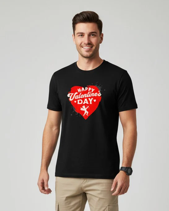 Men Printed Black Cotton Tshirt - Image 3