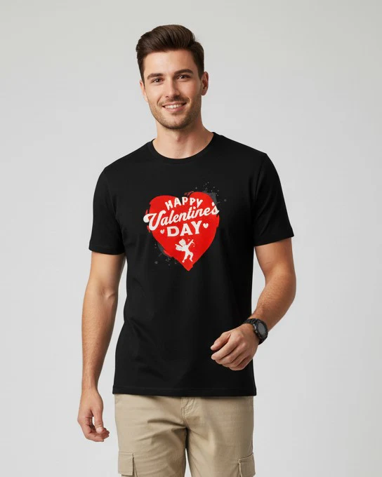 Men Printed Black Cotton Tshirt - Image 5