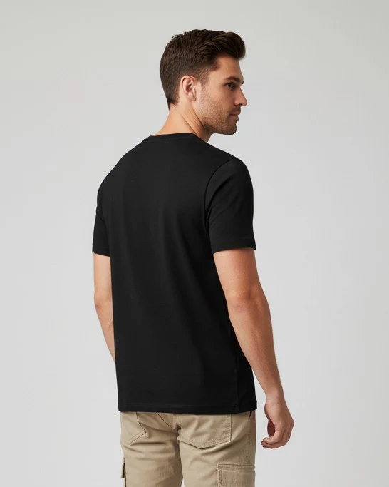 Men Printed Black Cotton Tshirt - Image 6