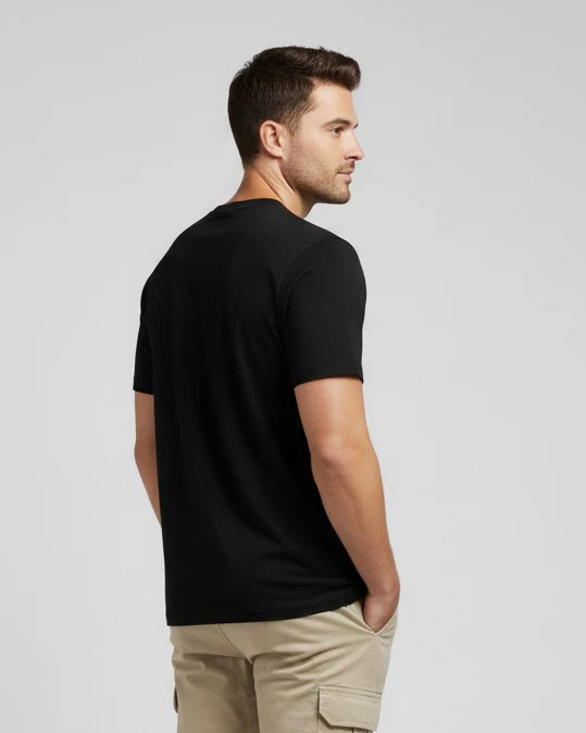 Men Printed Black Cotton Tshirt - Image 6