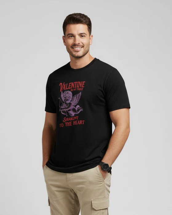 Men Printed Black Cotton Tshirt - Image 7