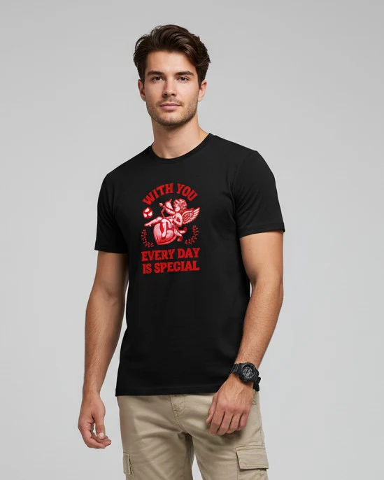 Men Printed Black Cotton Tshirt - Image 7