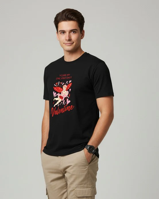 Men Printed Black Cotton Tshirt - Image 3