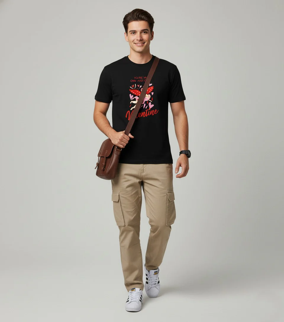 Men Printed Black Cotton Tshirt - Image 6