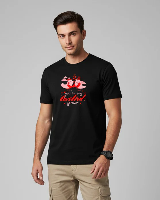 Men Printed Black Cotton Tshirt - Image 3