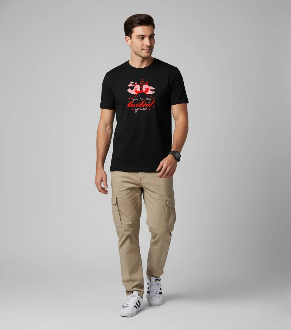 Men Printed Black Cotton Tshirt - Image 5
