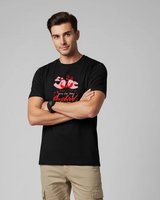 Men Printed Black Cotton Tshirt - Image 6