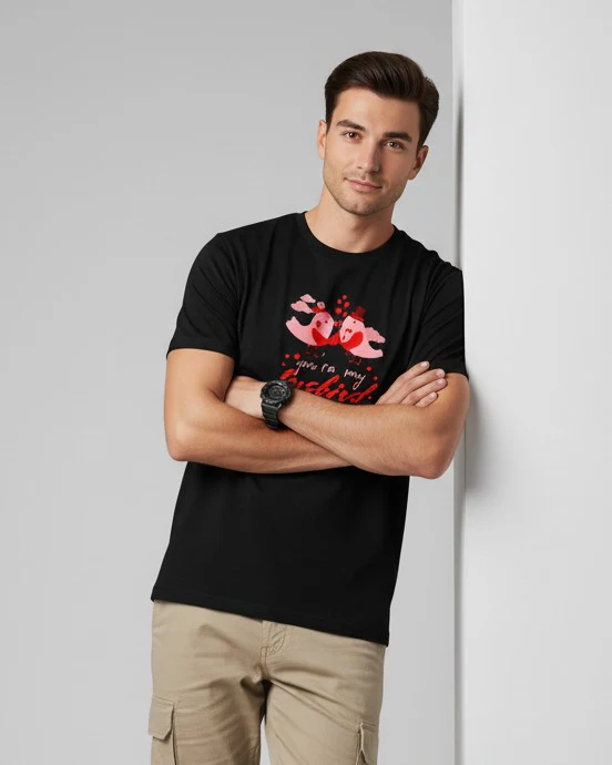 Men Printed Black Cotton Tshirt - Image 7